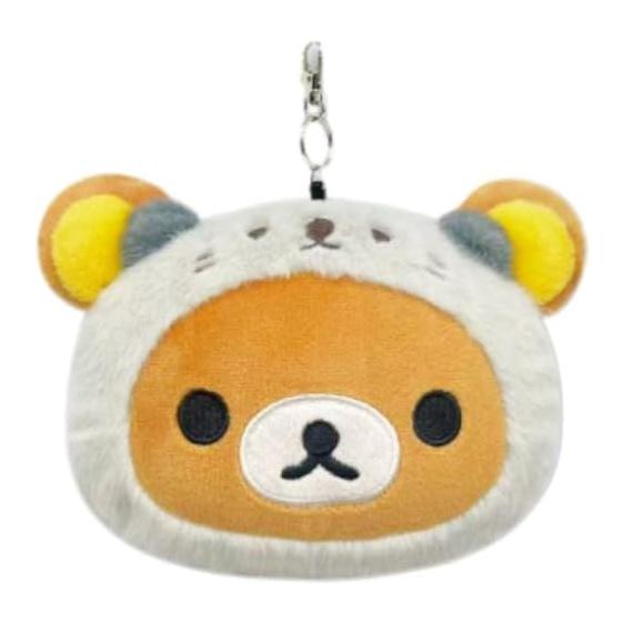 Hatayama Shoji Rilakkuma Dararakko Face Reel Pass Case Rilakkuma Commuter Holder with Reel IC Card Case Face Shaped Plush Material Commuting to