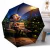 1pc Mr Bean In Ufo Automatic Umbrella Compact Durable 8 Rib Design Durable Plastic Iron Travel Essential Outdoor Accessory Spiritual Gift Y2