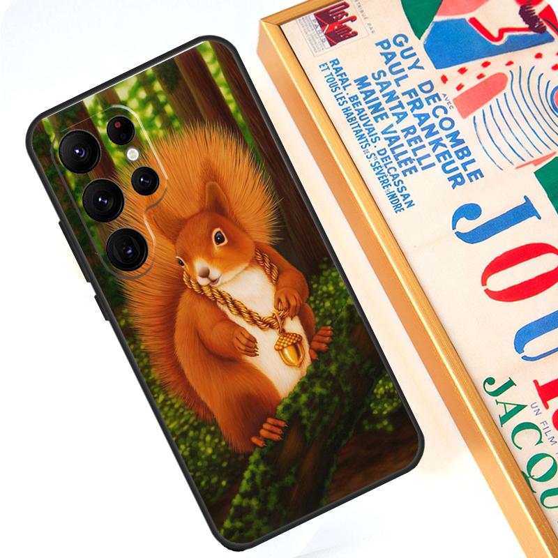 Cartoon Squirrel Case For Samsung Galaxy S23 Ultra S24 S22 S8 S9 S10 Plus Note 10 20 Ultra S20 S21 FE Cover
