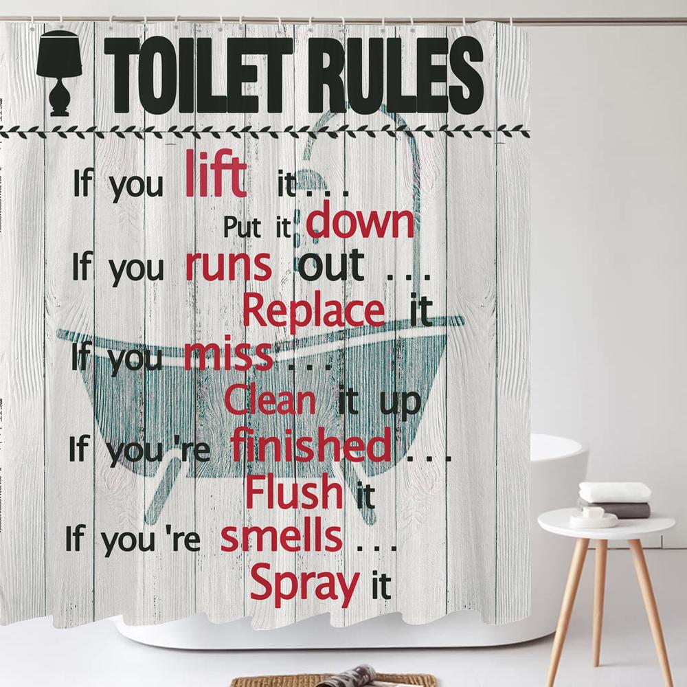 Schwarz Weiß Kunst Wort Duschvorhang Stoff Wasserdicht Polyesterstoff Moderner Einfacher Stil Badewanne Badezimmer Vorhang Mit Haken