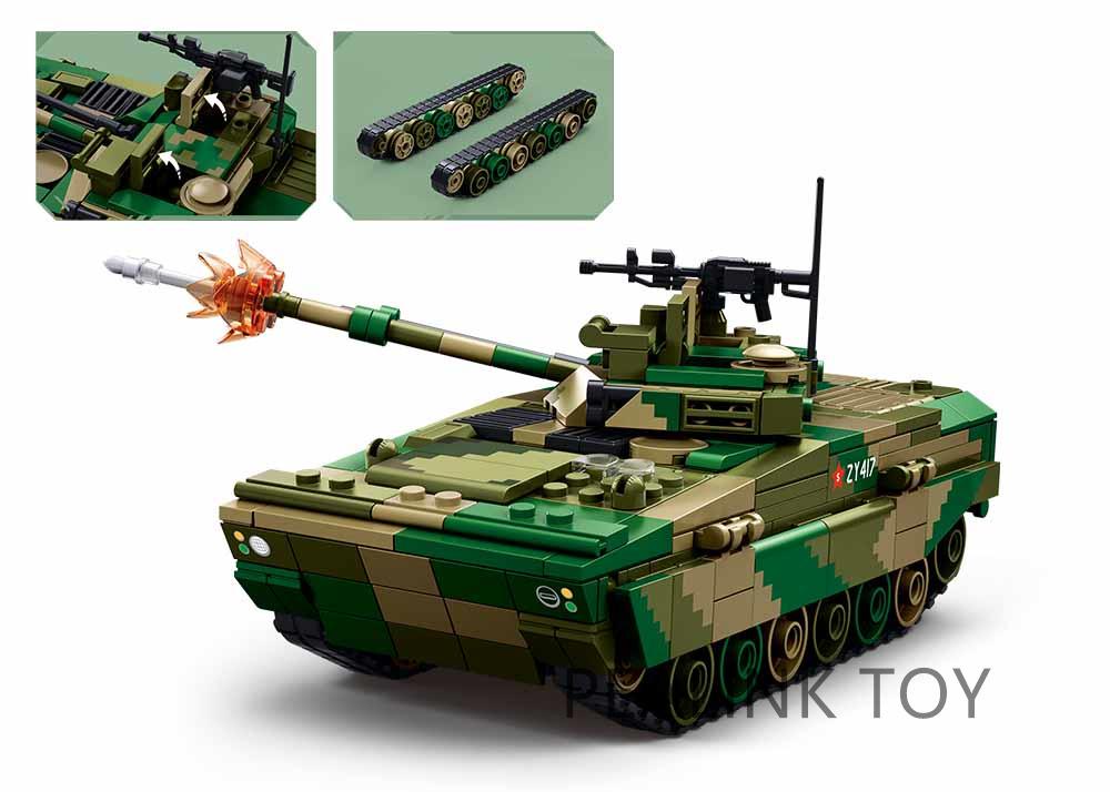 Sluban Set di Mattoncini Serbatoio Militare Veicolo Corazzato con Figure di Soldati Mattoncini Militari Giocattoli Educativi per Bambini