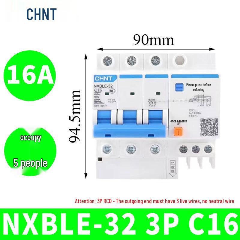 Chint Leakage Protector Circuit Breaker: 2P, 1P3P+N, 4P with Leakage Protection (32A, 20A, 40A, 63A) Air Switch