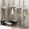 Mop Holder Double-ended Mop Clip Punch-free Broom Rack Space Saving Bathroom Organizer with Hook for Home