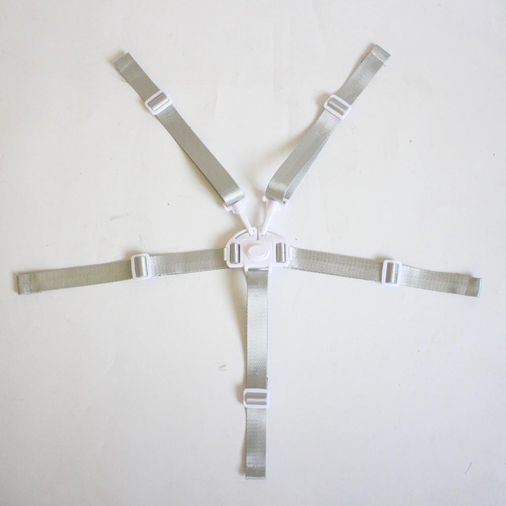 Gray 5-Point Nylon Harness Strap for High Chair and Stroller