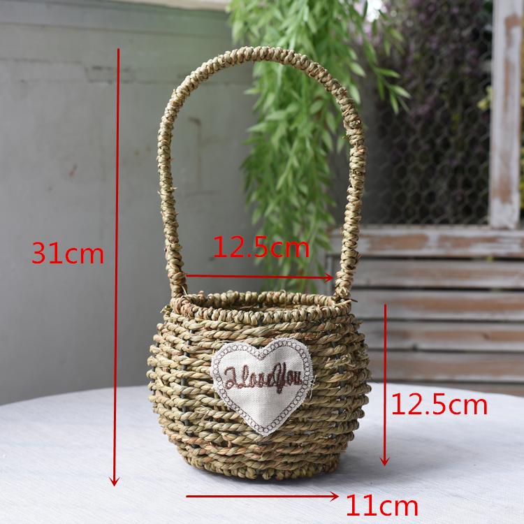 Pastorale Scandinavische Geweven Bloemmand Handtas voor Droogbloemenarrangement en Succulentenpot