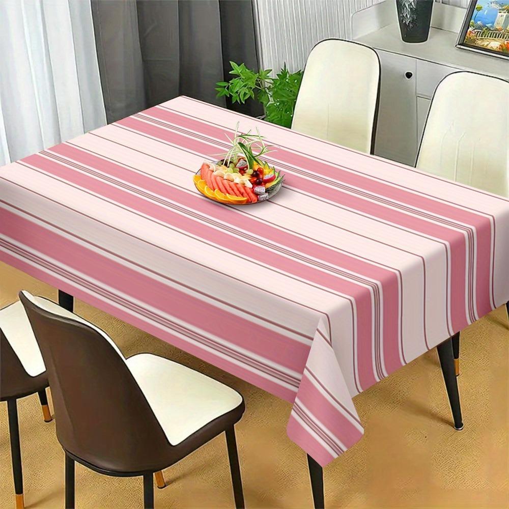 Simple Pink Striped Rectangle Tablecloth for Table Decor Washable Kitchen Dining Table Cloth Holiday Wedding Party Decorations
