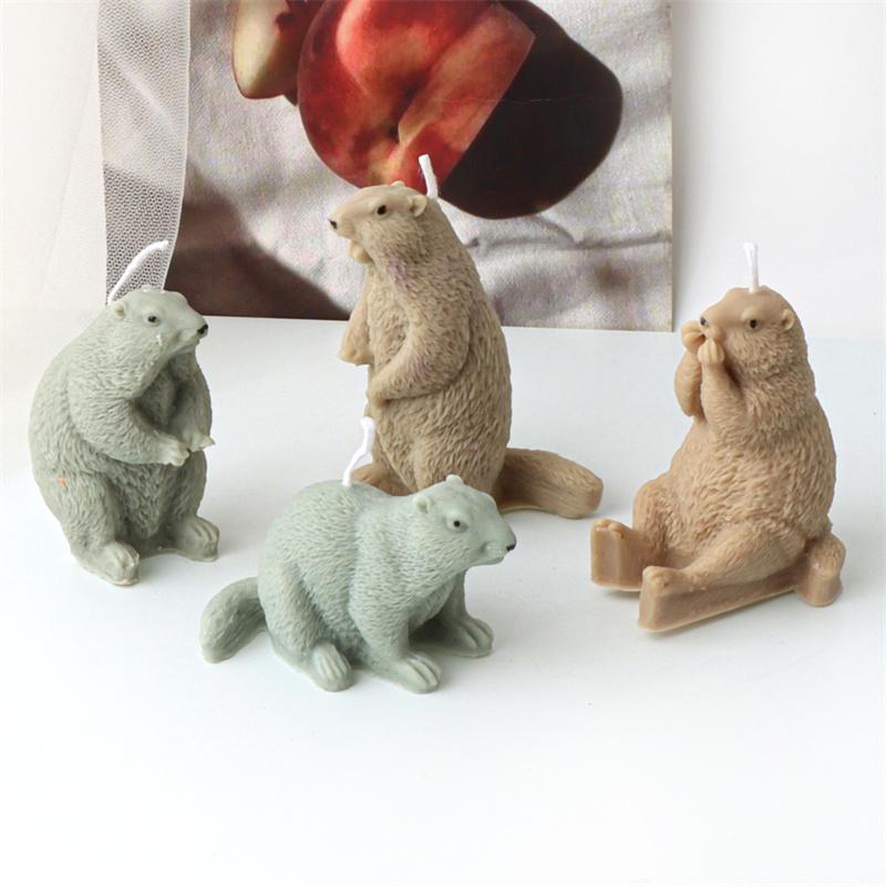 3D Cartoon Hedgehog Groundhog Silicone Candle Mold DIY Cute Animal Handmade Scented Candle Gypsum Mould Home Decor Gift