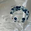 2pcs/4pcs Women's Galaxy Bracelet with Blue Cracked Glass Beads, Star Charm, Cosmic Jewelry, Adjustable Fashion Gift for Her