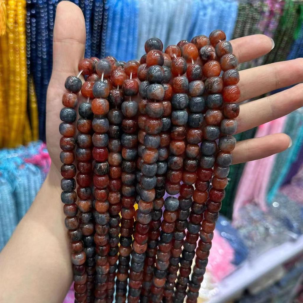 9x10 Natural Chalcedony Beads: Multicolor Morganite, Tourmaline, Amazonite Barrel Beads for DIY Jewelry