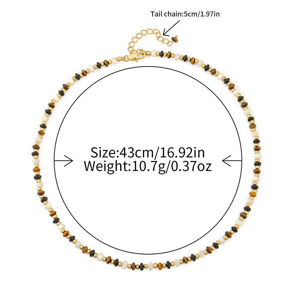 Autumn and winter explosion Maillard tiger's eye stone beaded necklace bracelet high-end agate light luxury retro collarbone chain stacked wear