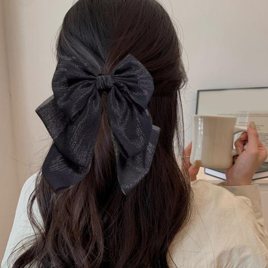 French Style Hair Claw, Decorative Hair Clip for Women, Large Ribbon Bowknot Decor Hair Claw for Daily Party Outing