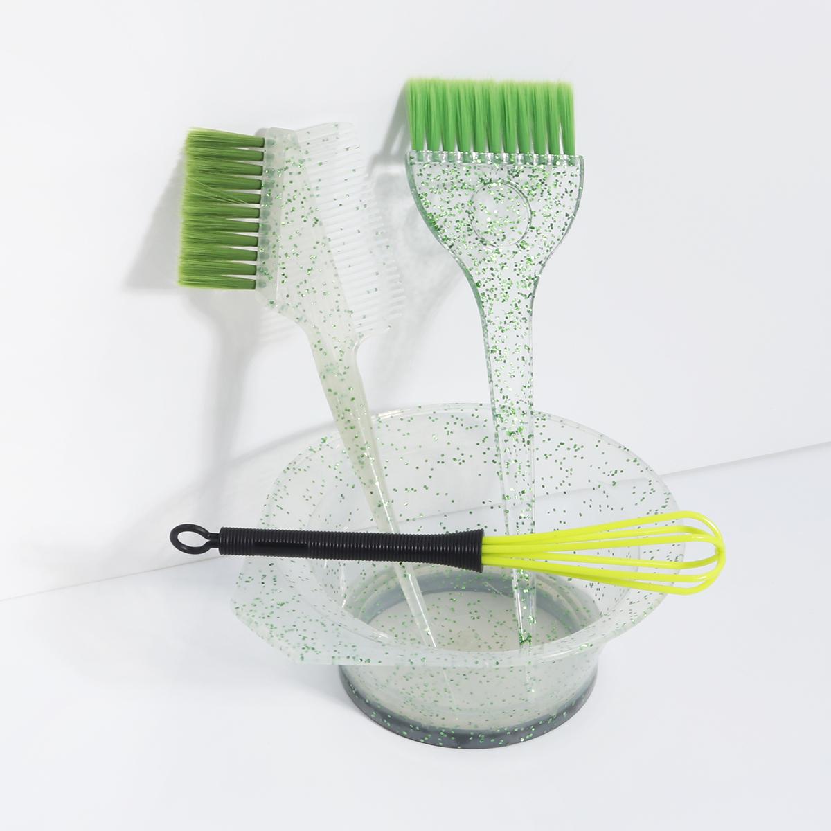 4pcs Salon Hair Coloring Dyeing Kit, Sparkling Hair Dyeing Comb, Oil Dyeing Brush,Hair Dye Mixing Stick, Highlight Dyeing Bowl