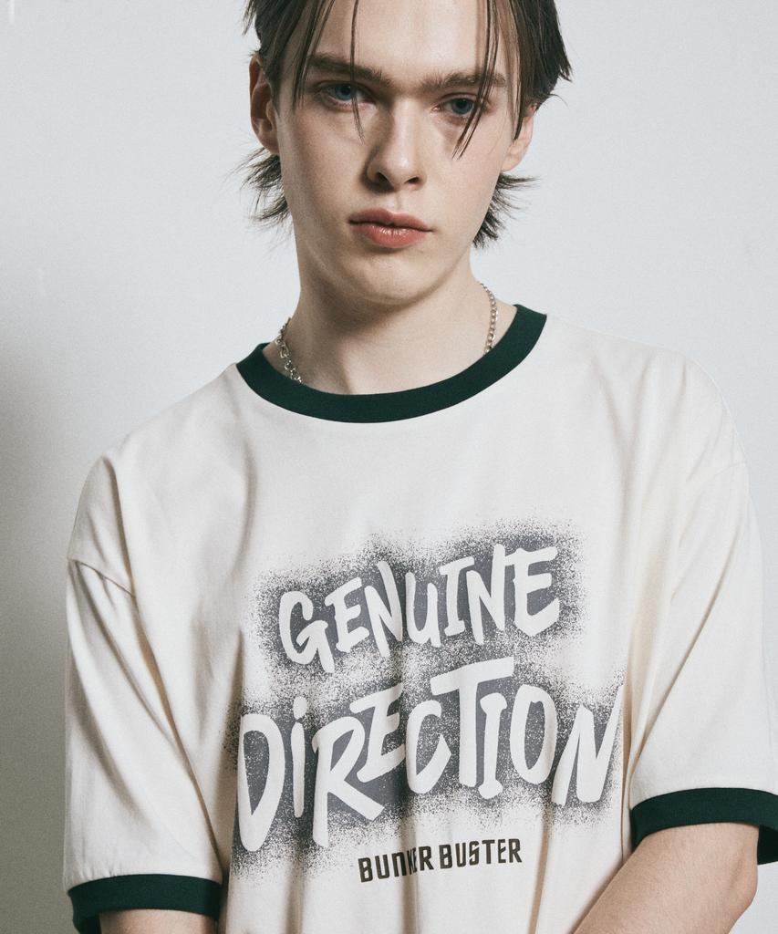 BUNKERBUSTER Typographic Ringer Short Sleeve T-Shirt Mq2Tu258_Green