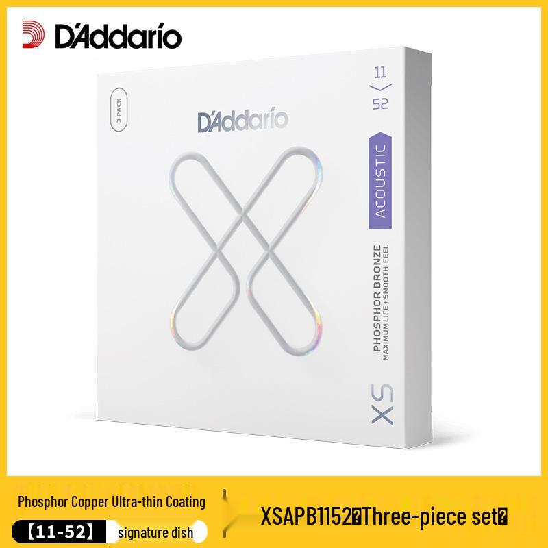 D Addario XS 1152 Coated Phosphor Bronze Acoustic Guitar Strings, 3 Sets of 6.