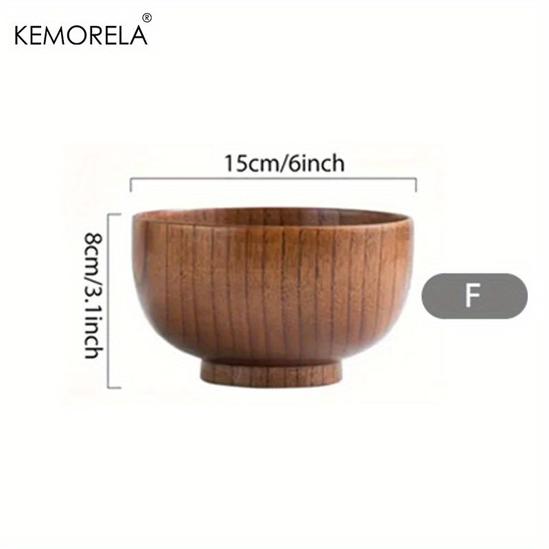 1PCS Natural Wooden Rice Bowl Household Salad Ice Cream Fruit Wooden Bowl Kitchen Food Storage Tableware