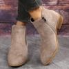 Independent Station Wish Foreign Trade Women's Shoes New Square Heel Large Size Women's Boots Suede Fashion Boots European and American Side Zipper