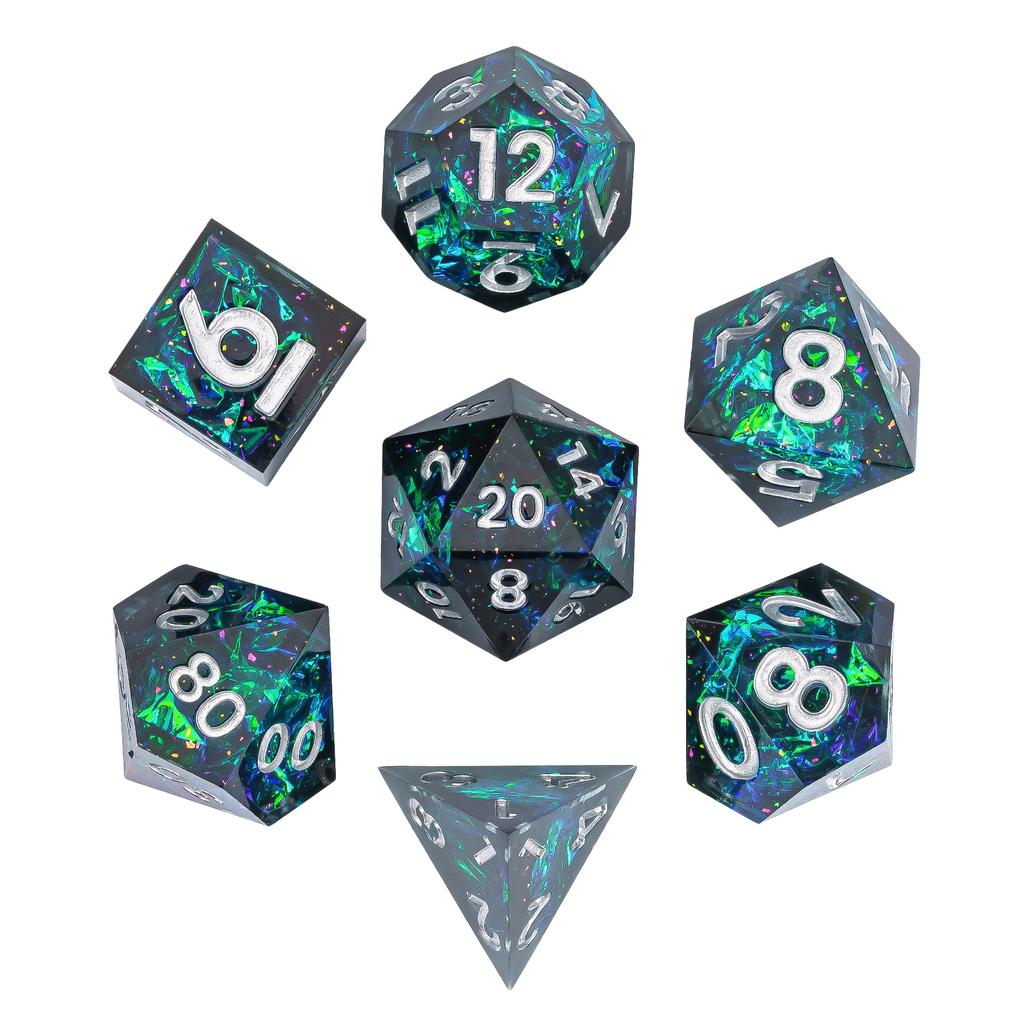 Cusdie Unique DND Dice Sharp Edges D4 D6 D8 D10 D% D12 D20 Polyhedral Dice Set for Dungeons&Dragons Tabletop Role Playing Games