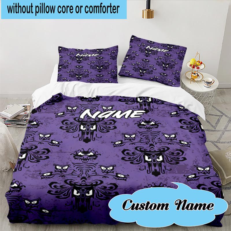 Custom Name 3PCS Orror Characters Collage Bedding Set, Including 1pc Duvet Cover And 2pcs Pillowcases, Suitable for Dorms and Bedrooms Gift