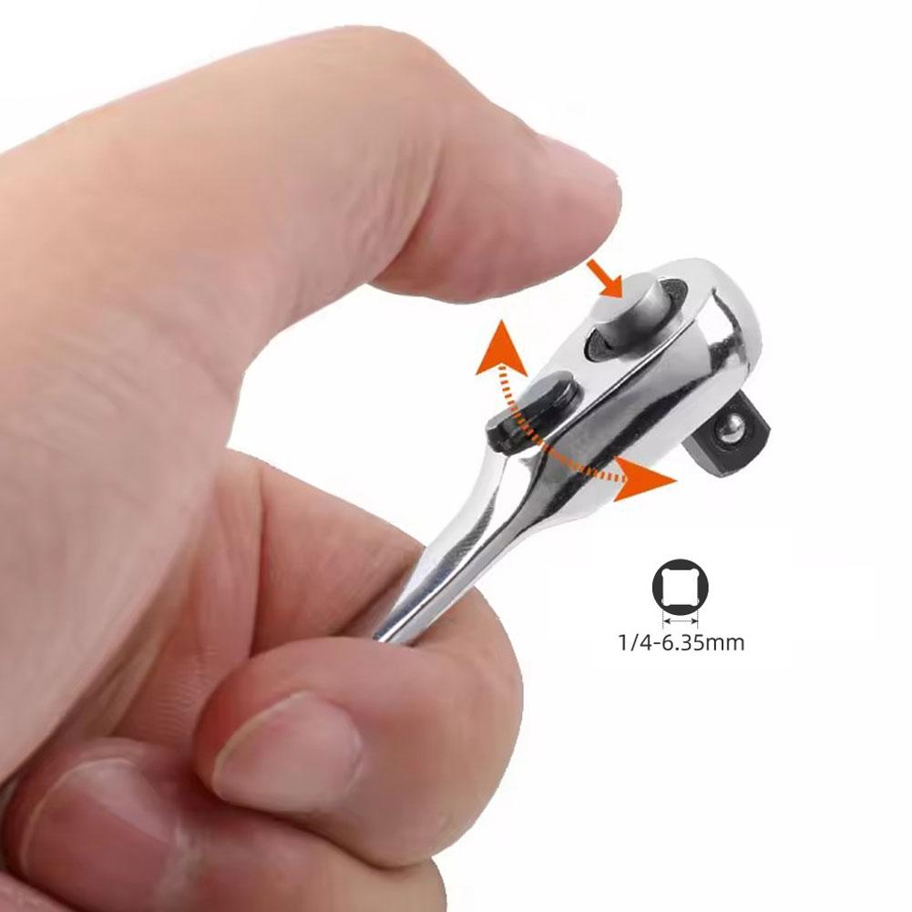 1/4' Mini-Steckschlüsselgriff Ratsche Griffschlüssel Doppelseitig Schnellwechsel-Steckschlüssel Ratsche Schraubendreher Sechskant Drehmomentschlüssel Set Neu