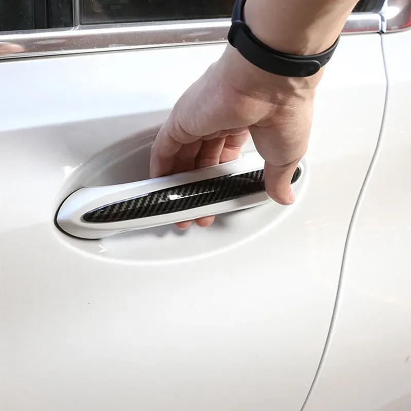 4Pcs/set ABS Car Door Handle Molding Cover Trim Carbon Fiber Look for BMW 5 Series G30 530li X3 X4 G02 2018- Exterior Parts