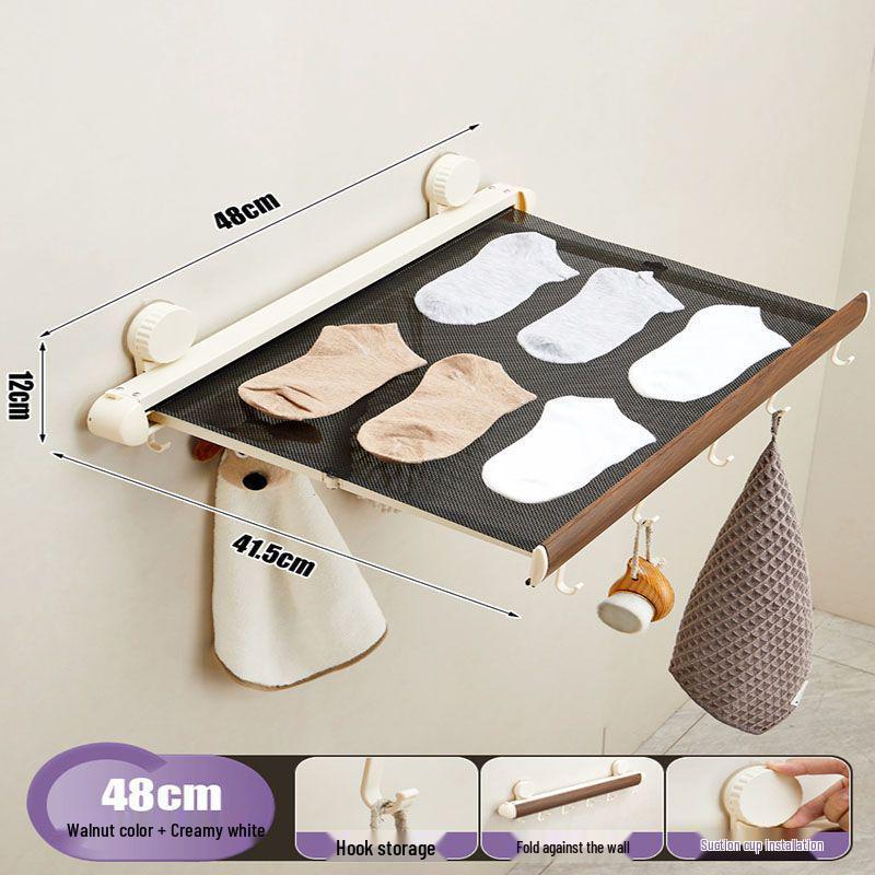 Invisible Retractable Folding Drying Rack with No-Punch Suction Cup for Balcony
