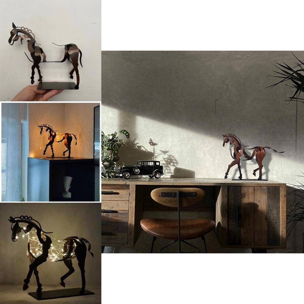 Metal Iron Horse Figurine With Luminescent Effect For Home Or Office Space