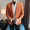 Fashion Suit Coat Men's Slim Fit Deerskin Velvet Elegant Luxury Blazer Coat Business Casual Wedding Suit Outerwear Man