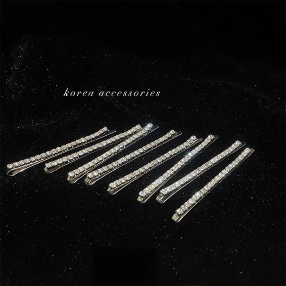 4pcs Silver Rhinestone Hair Clip Set Gold Crystal Barrettes Simple Korean Hairpins Daily