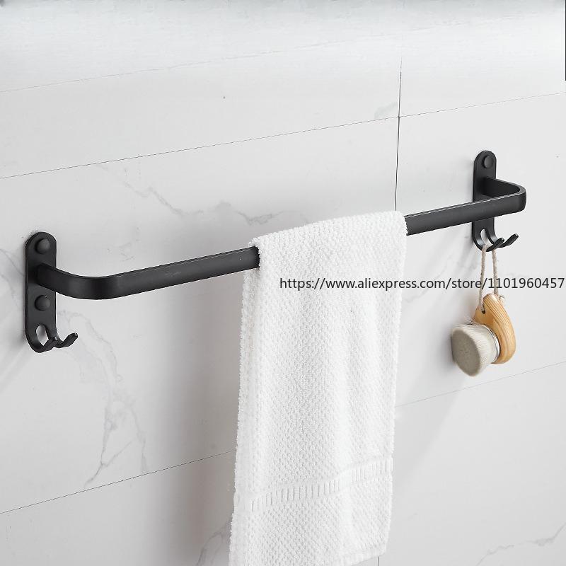 Nail-free Hole Space Aluminum Towel Rack Towel Bar Single Bar Toilet Nail-free Hanger Rack Bathroom Pendant Rack