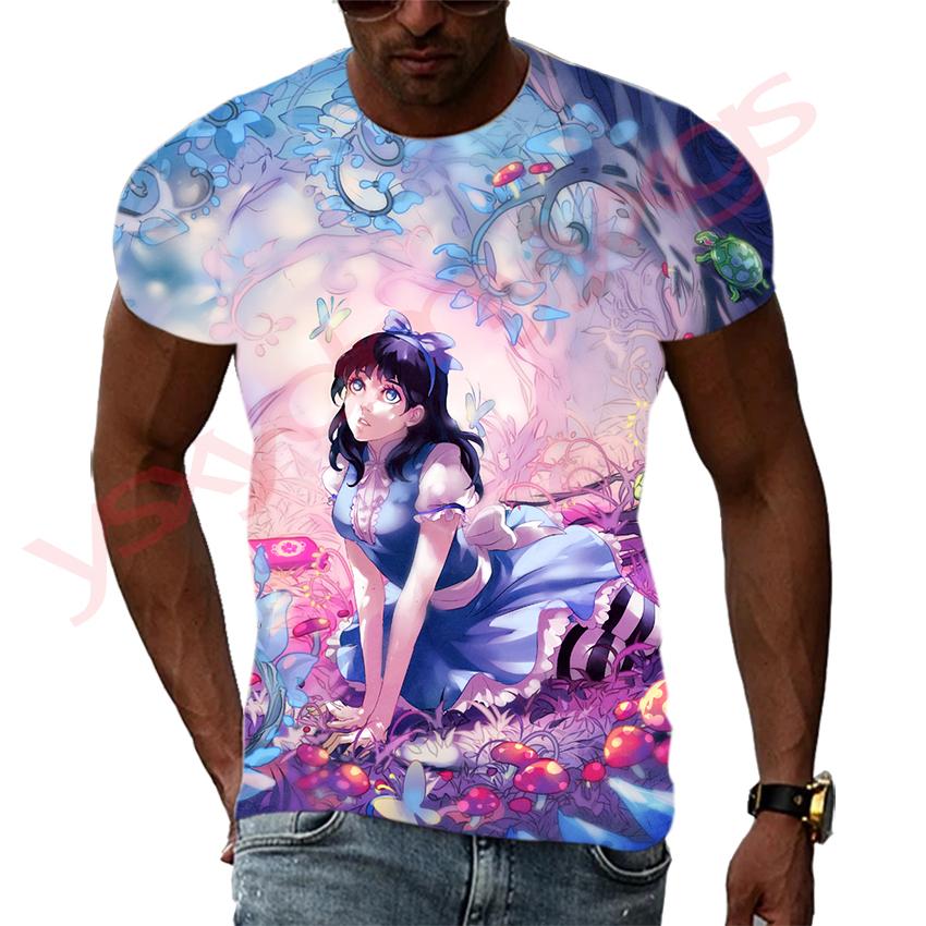 Japanese Cartoon Anime Magic Sexy Witch Men and Women T-Shirt HD 3D Printing Hip Hop Harajuku Tees Round Neck Short Sleeve Tops