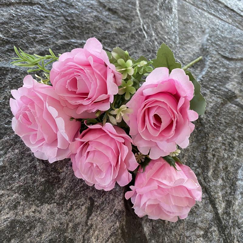 Bouquet Silk Bridal 5branch Artificial Flowers Weddings Decor Photography Props