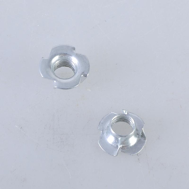 Four Jaw Threaded Inserts Corrosion Resistant T Nut Blind Pronged Tees 4 Jaw Tees Nuts for Wood Working Hardware