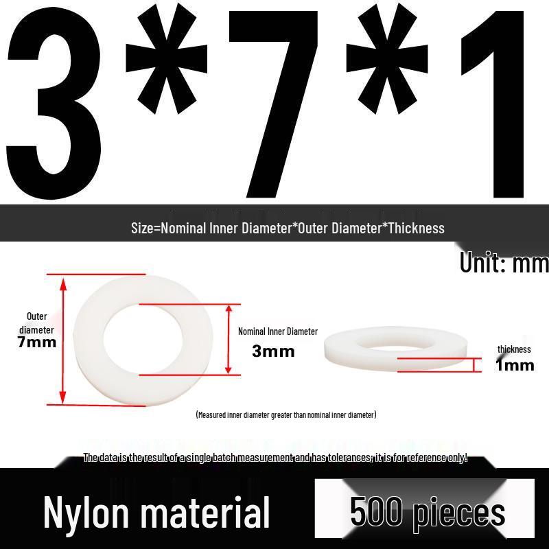 White Wear-Resistant Nylon Flat Washer Round Plastic Insulating Gasket M4-M20