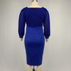 Shiny High-Waist Spliced Metallic Plus Size Bodycon Midi Dress V-Neck Mesh Split Party Dress Panel Brilliant Slim Fit Wrap Hip Dress Women's Dress
