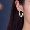 Yousheng 1 Paio Orecchini a Lobo Multi-strato 3 Cerchi Rotondi Cerchio Nero Regalo Gioielli di Moda Strass Scintillante Orecchini da Donna per Uso Quotidiano