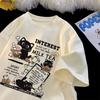 ZX American Chic Fun Cartoon Personality Printed Shortsleeved Tshirt Loose and Casual Shortsleeved Top for Men and Women In