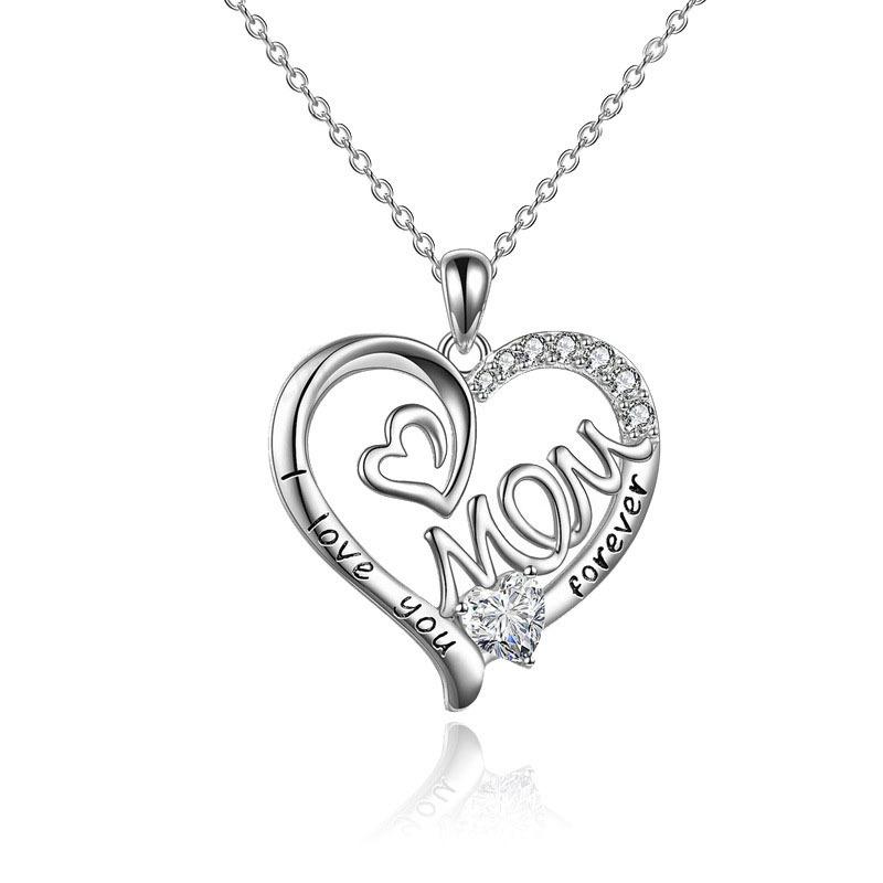 

New Charm Double Hearts Letter Mom Pendant Necklace Classic Fashion Exquisite Mother s Day Gift for Women Zircon Accessories