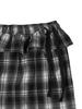 TUOMIO Frill Layered Check Pants [Black]
