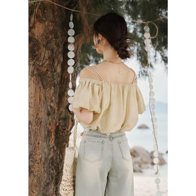 Mishow French Off-Shoulder Tencel Blouse