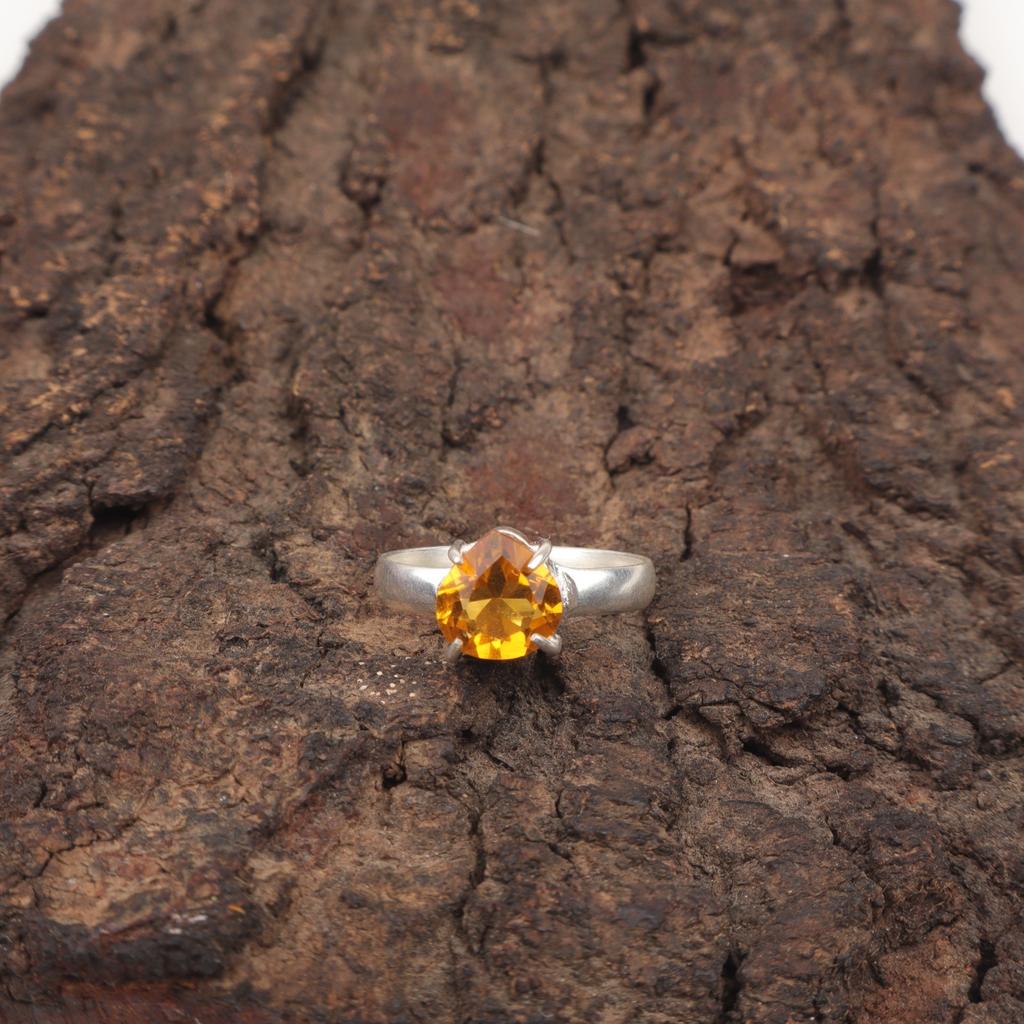 Natural Citrine Sterling Silver Anniversary New Stackable Promise Statement Ring RR-43-7