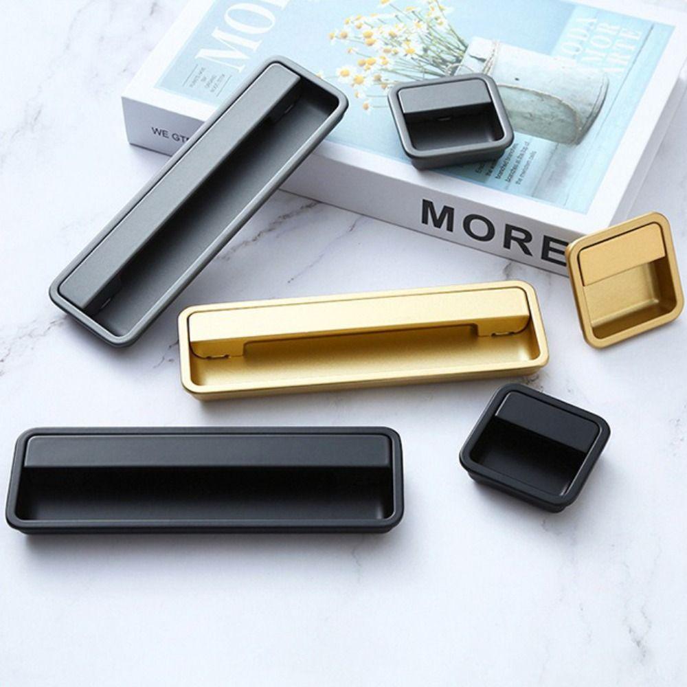 New Aluminium Alloy Recessed Door Handle Furniture Invisible Door Handlebar Hardware Embedded Door Knob Cupboard