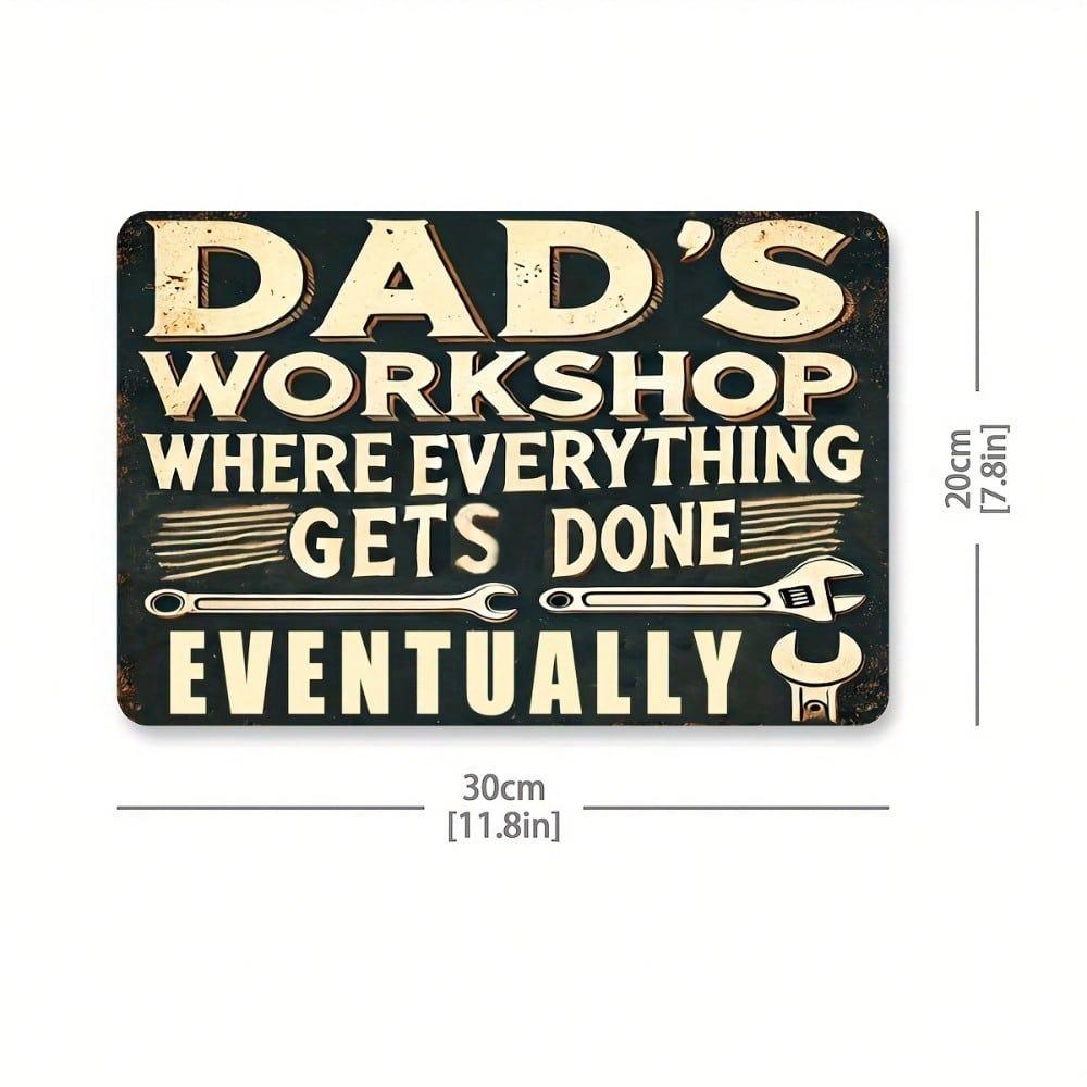 Metal Wall Art Poster, Vintage Dad Workshop Sign, Garage Gift