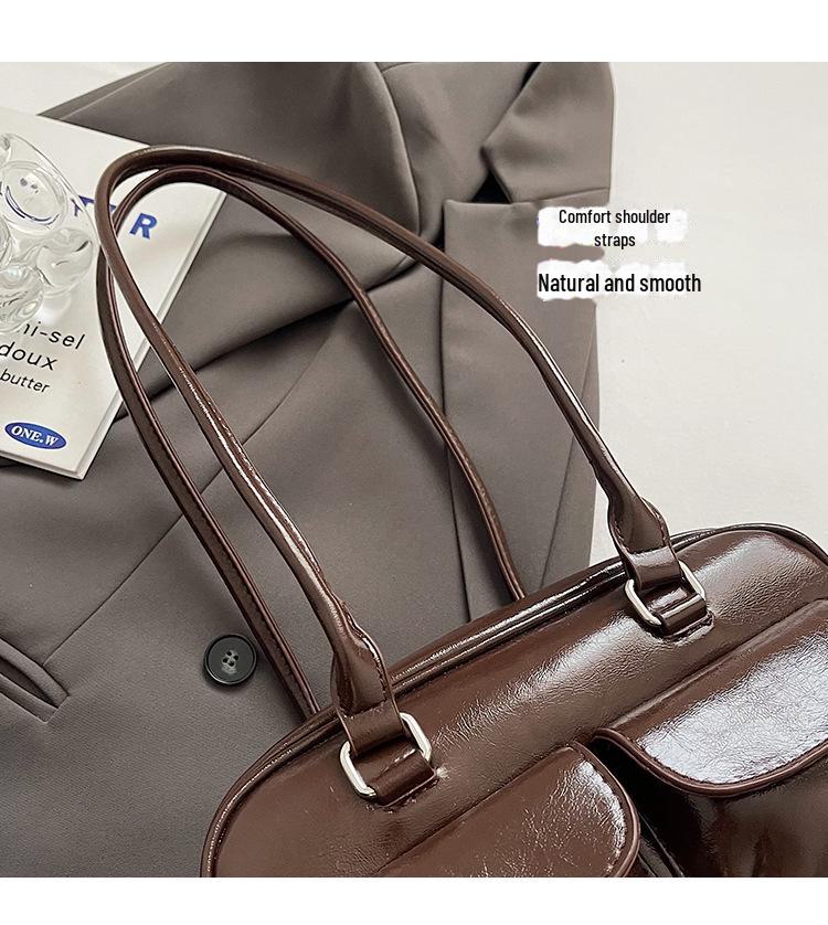 Korean Retro Bowling Handbag with Niche Underarm Design and Small Pocket for Women