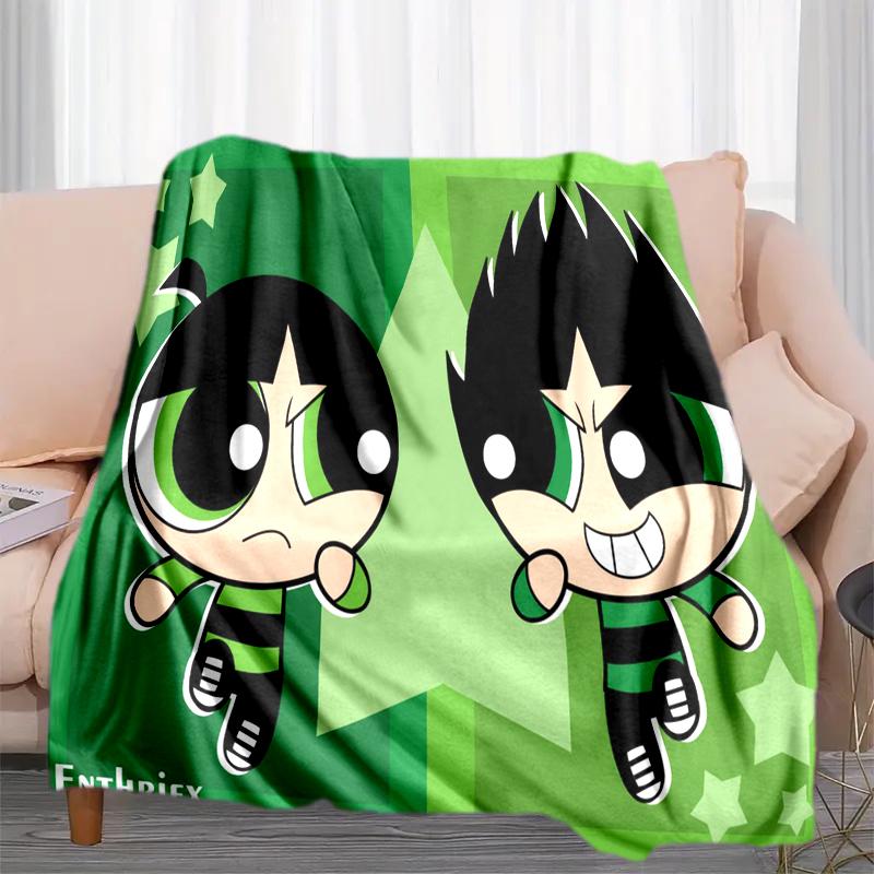 1PC The Powerpuff Girls printed blanket, all season lightweight home office outdoor nap multifunctional blanket A1