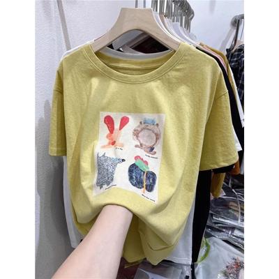 Women Cartoon Animal Print Short Sleeve T Shirt