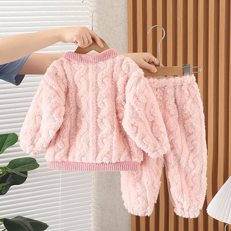 Mädchen Flanell Pyjama Set Baby Kinder Jungen Herbst und Winter Plüsch Hausanzug