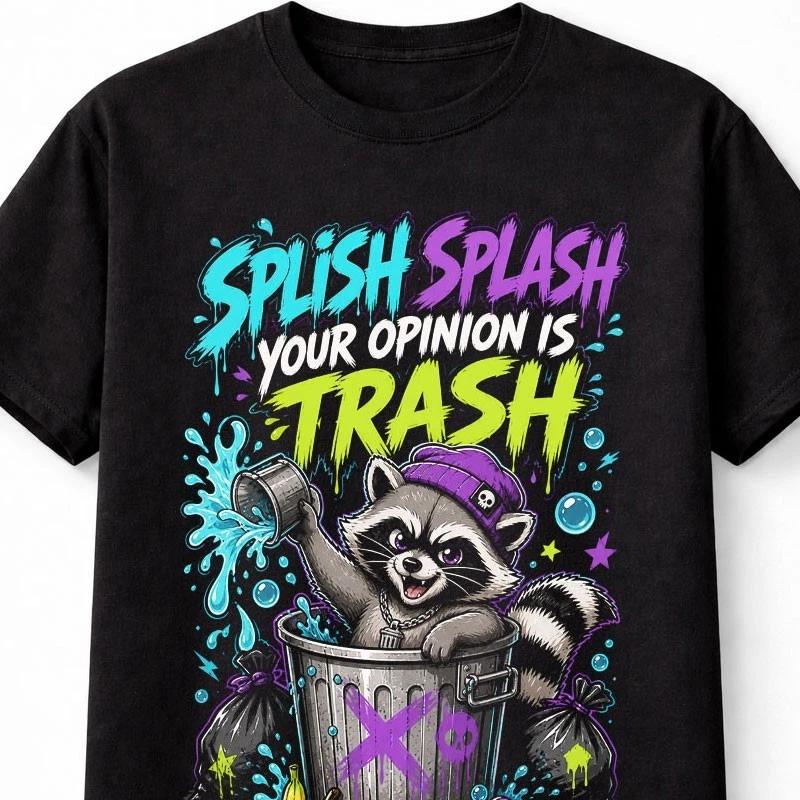 Raccoon Trash Panda Funny Splish Splash Opinion Sarcastic Quote Unisex TShirt S