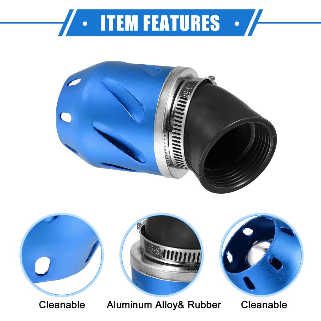 VekAuto Motorcycle Air Filter 26/35/42/48mm ID 140x700mm Motorcycle ATV Durable Aluminum Alloy Blue
