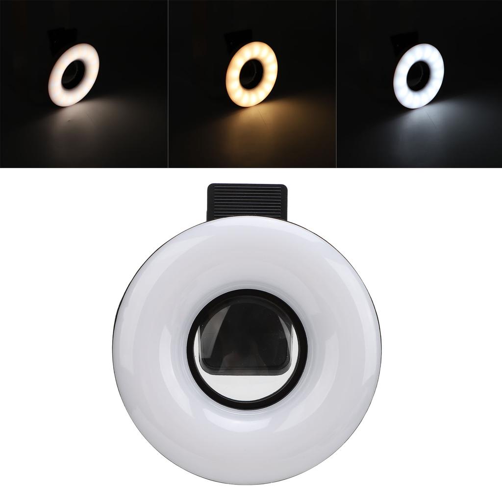 Makro-Objektiv 15-facher Zoom mit LED-Fülllicht 3 Lichtmodi 5 Helligkeitsstufen USB 200mAh Handy-Makro-Objektiv mit Clip für Wimpern Schmuck Fotografie