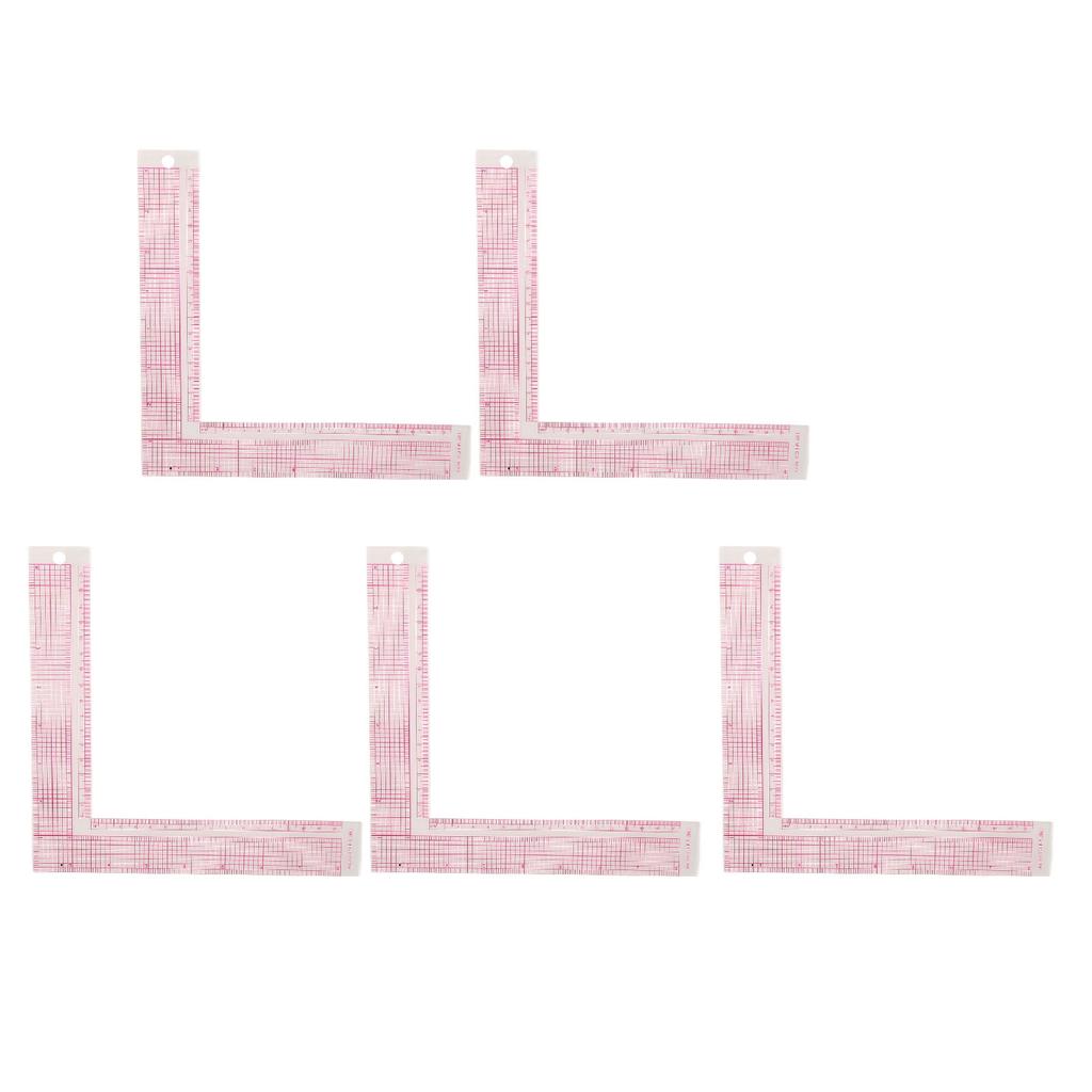 5pcs Sewing Ruler Professional High Accuracy Clear Scale Plastic L Shaped Sewing Measuring Ruler
